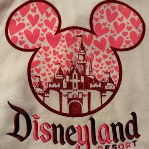 2025 Disneyland Pullover Sweatshirt Castle Pink Hearts Valentines Large